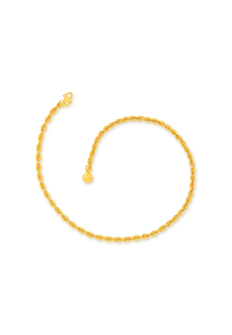 MJ Jewellery 375/9K Gold Hollow Rope Anklet K004 (3MM)