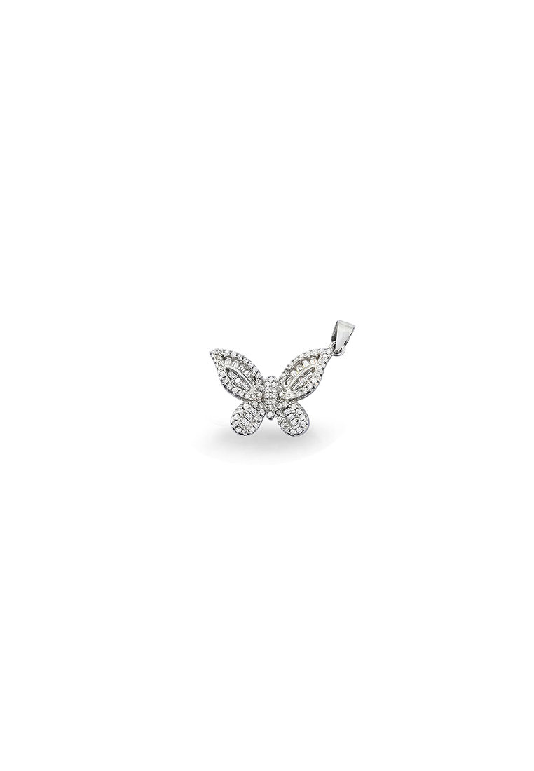 MJ Jewellery 925 Sterling Silver Butterfly Pendant SB564 Plated White Gold