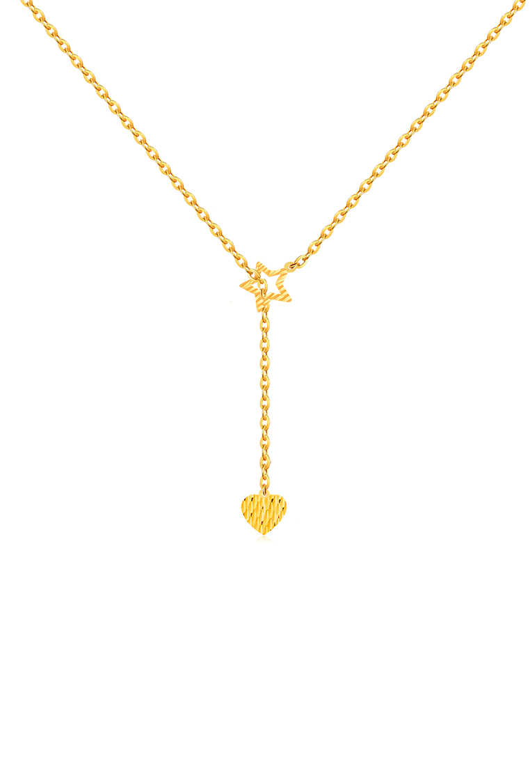 MJ Jewellery 5G Gold Collection 916/22K Star & Love Y-Shape Gold Necklace R177
