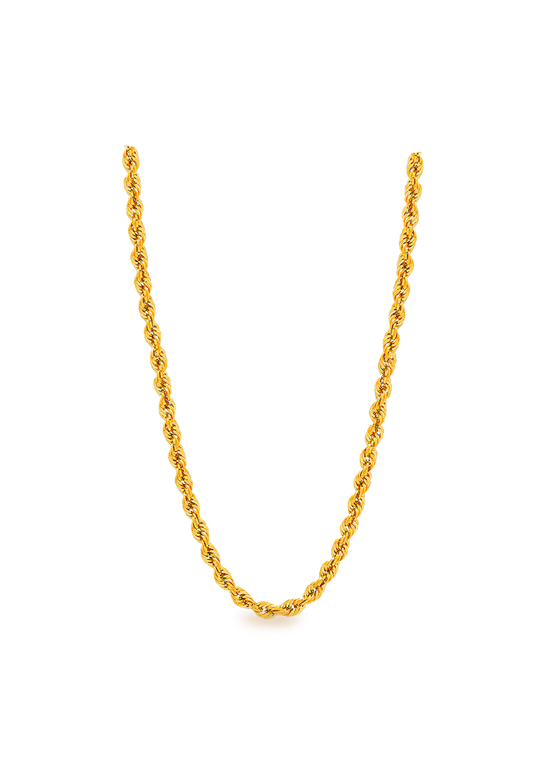 MJ Jewellery 916/22K Gold Hollow Rope Chain Necklace R004 (3.80MM, 60CM)