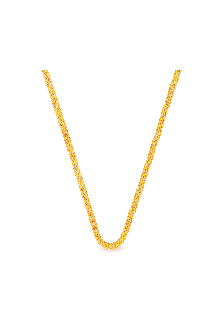 MJ Jewellery 916/22K Gold Solid Sand Curb Necklace R010 (3.30MM, 45CM)