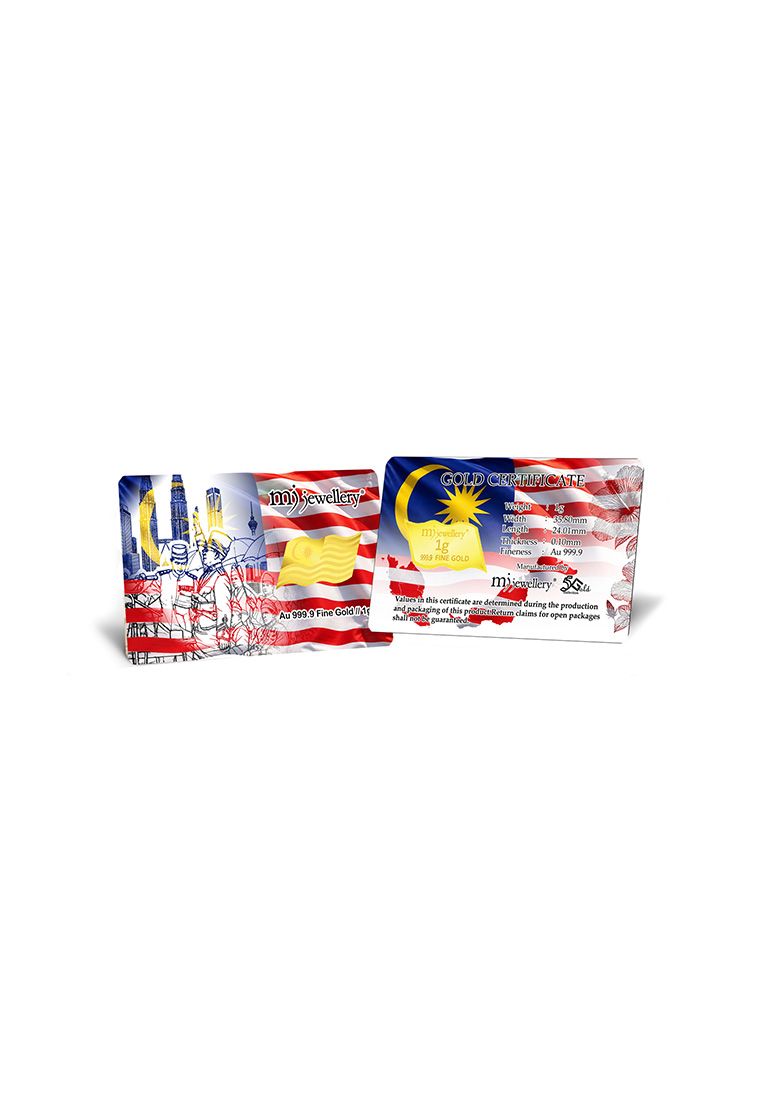 MJ Jewellery 5G Gold Collection 999.9/24K Malaysia Flag Gold Bar (1g)