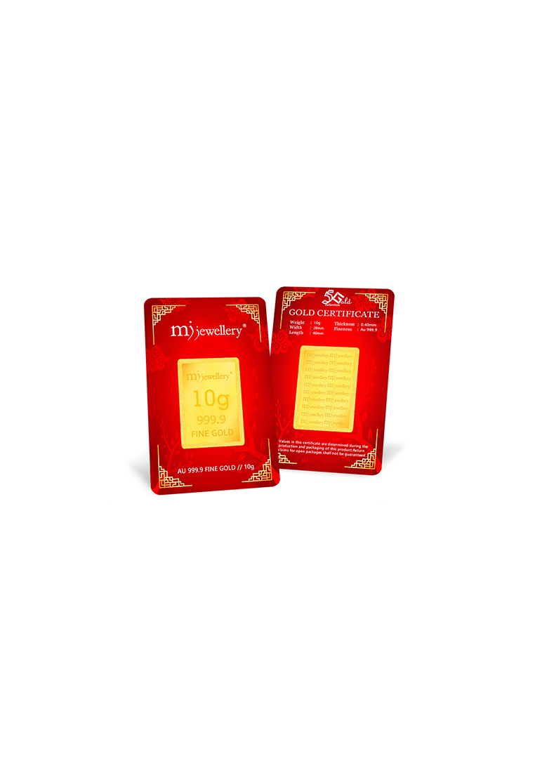 MJ Jewellery 5G Gold Collection 999.9/24K Festive Red Gold Bar (10g)