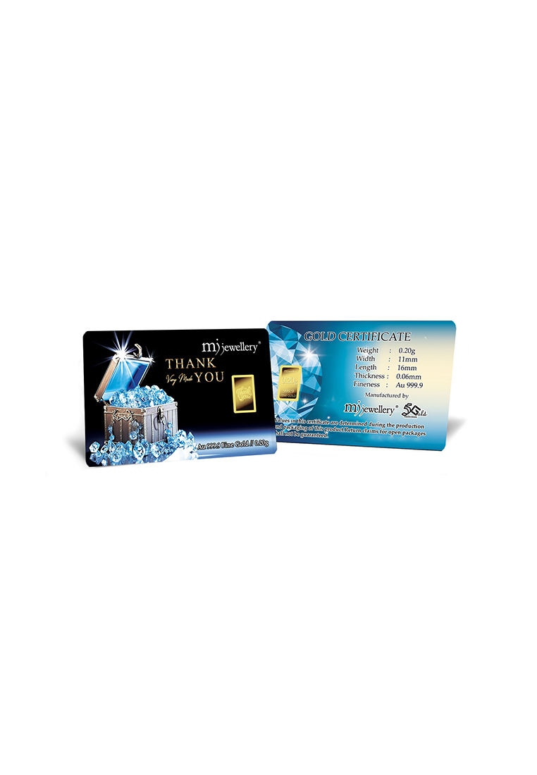 MJ Jewellery 5G Gold Collection 999.9/24K Thank You Series Gold Bar (0.2g)