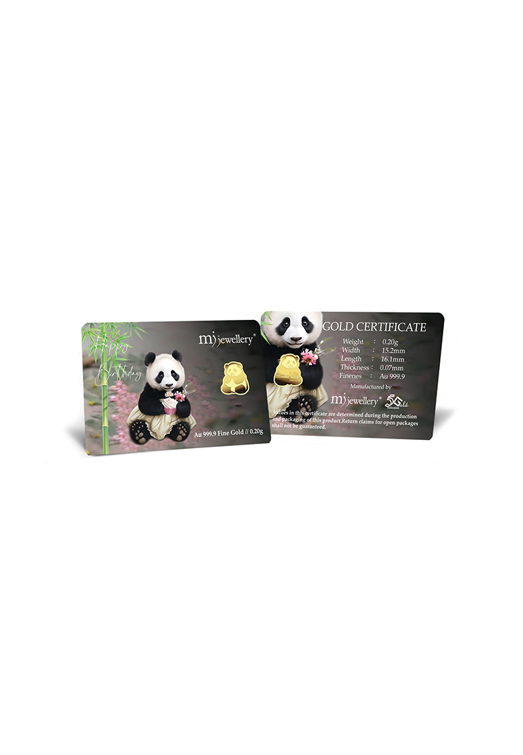 MJ Jewellery 5G Gold Collection 999.9/24K Panda Gold Bar (0.2g)