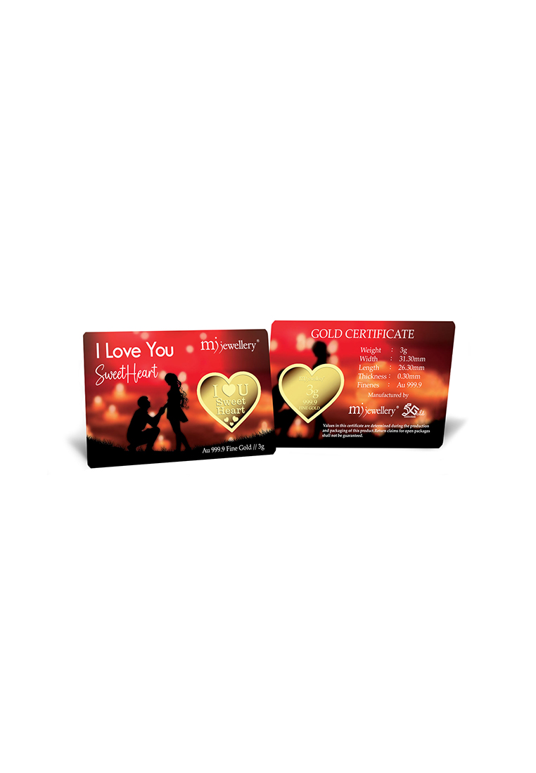 MJ Jewellery 5G Gold Collection 999.9/24K Sweet Heart Series Gold Bar (3g)