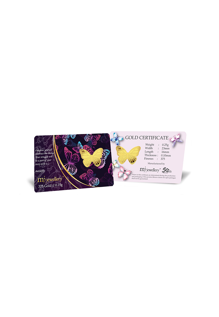 MJ Jewellery 5G Gold Collection 375/9K Butterfly Series Gold Bar (0.25g)