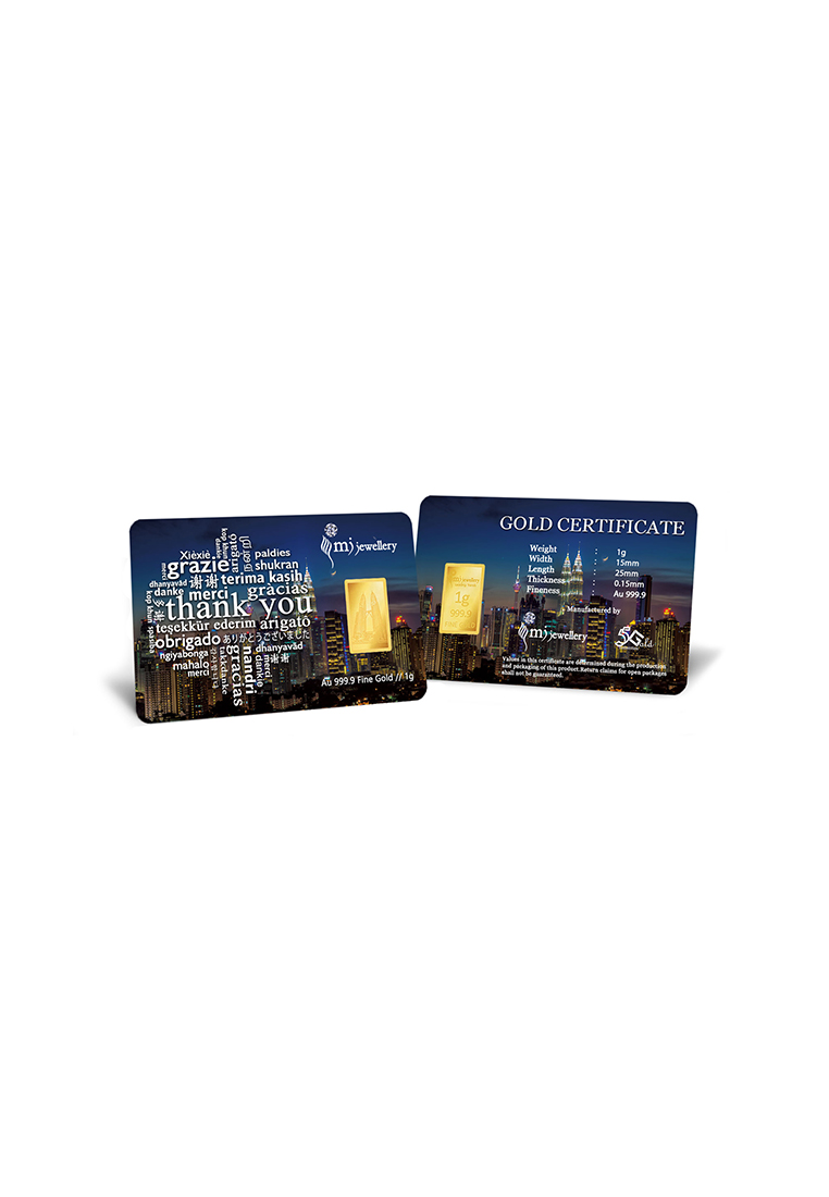 MJ Jewellery 5G Gold Collection 999.9/24K PETRONAS Twin Towers Gold Bar (1g)