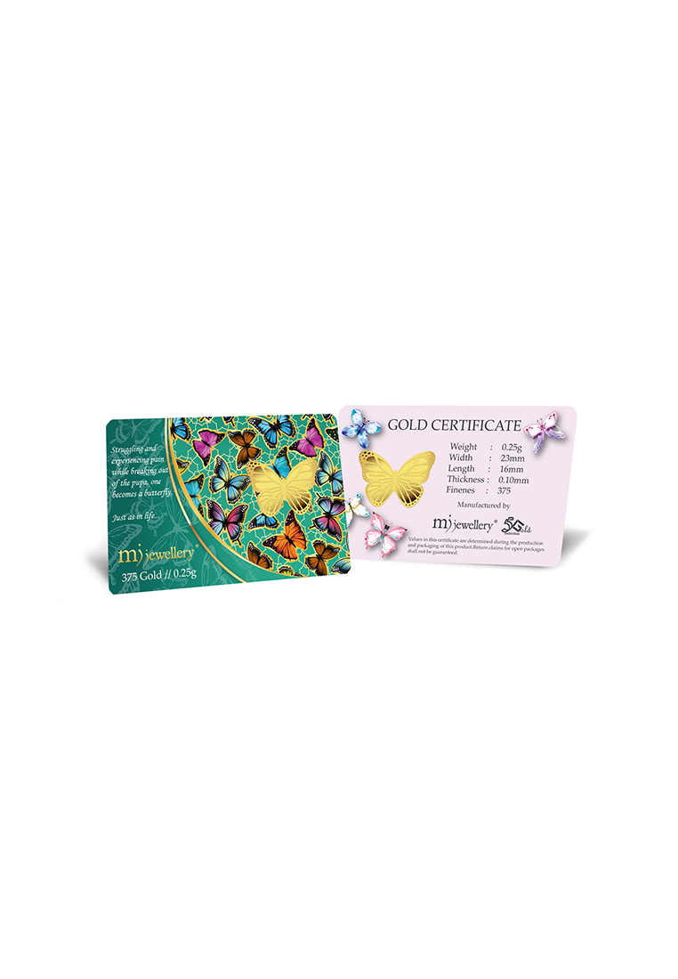 MJ Jewellery 5G Gold Collection 375/9K Butterfly Series Gold Bar (0.25g)