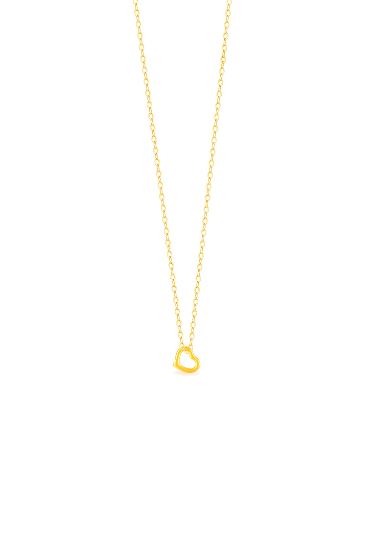 MJ Jewellery 999.9/24K Pure Gold Dainty Love with 916/22K Gold Polo Chain Necklace Set
