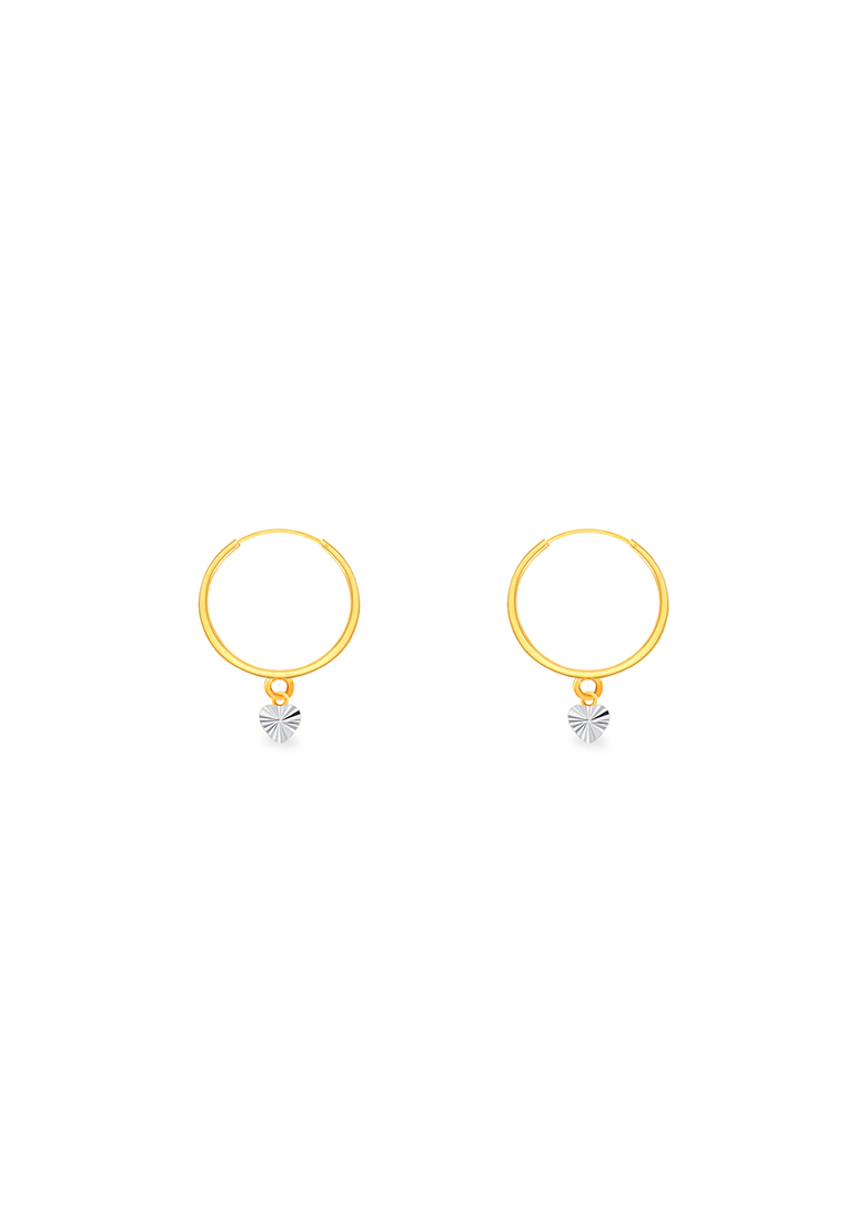 MJ Jewellery 375/9K Gold Round Loop with Love Earrings S62 (M Size)