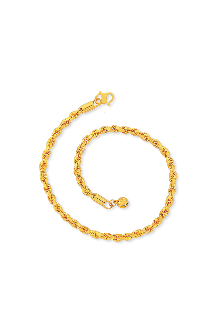 MJ Jewellery 375/9K Gold Solid Rope Chain Anklet K003 (4MM)