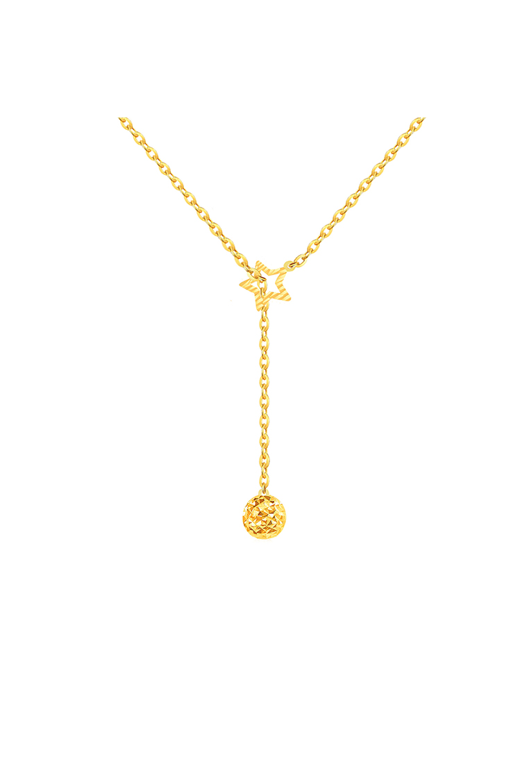 MJ Jewellery 5G Gold Collection 916/22K Star & Sphere Y-Shape Gold Necklace R178