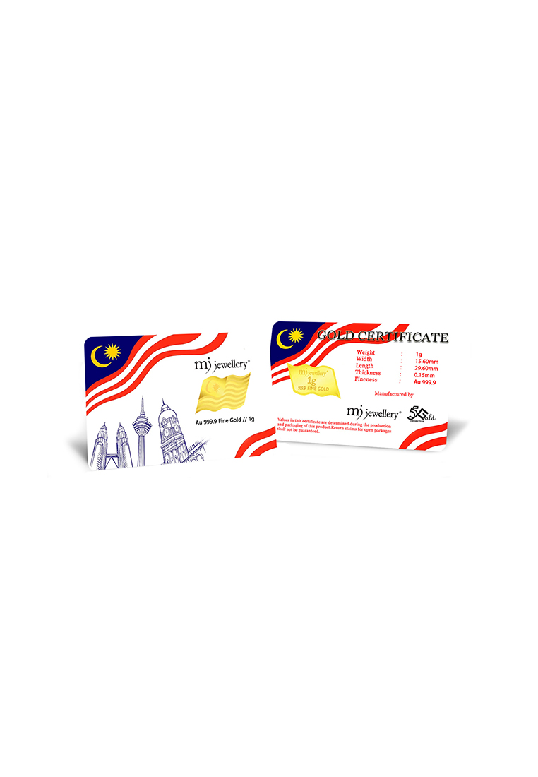 MJ Jewellery 5G Gold Collection 999.9/24K Malaysia Flag Gold Bar (1g)