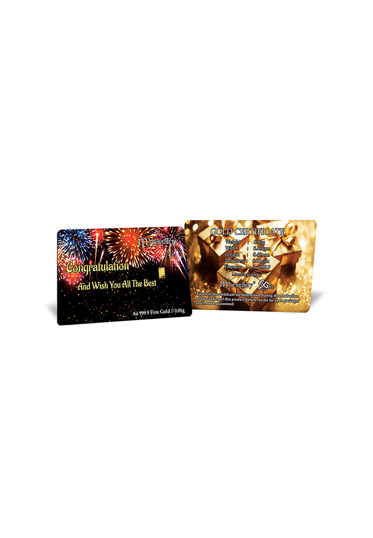 MJ Jewellery 5G Gold Collection 999.9/24K Congratulation Mini Gold Bar (0.01g)