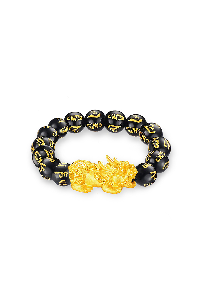 MJ Jewellery THE Mix Collection 999.9/24K Pure Gold Pixiu Agate Bracelet Set AGB-PX6G