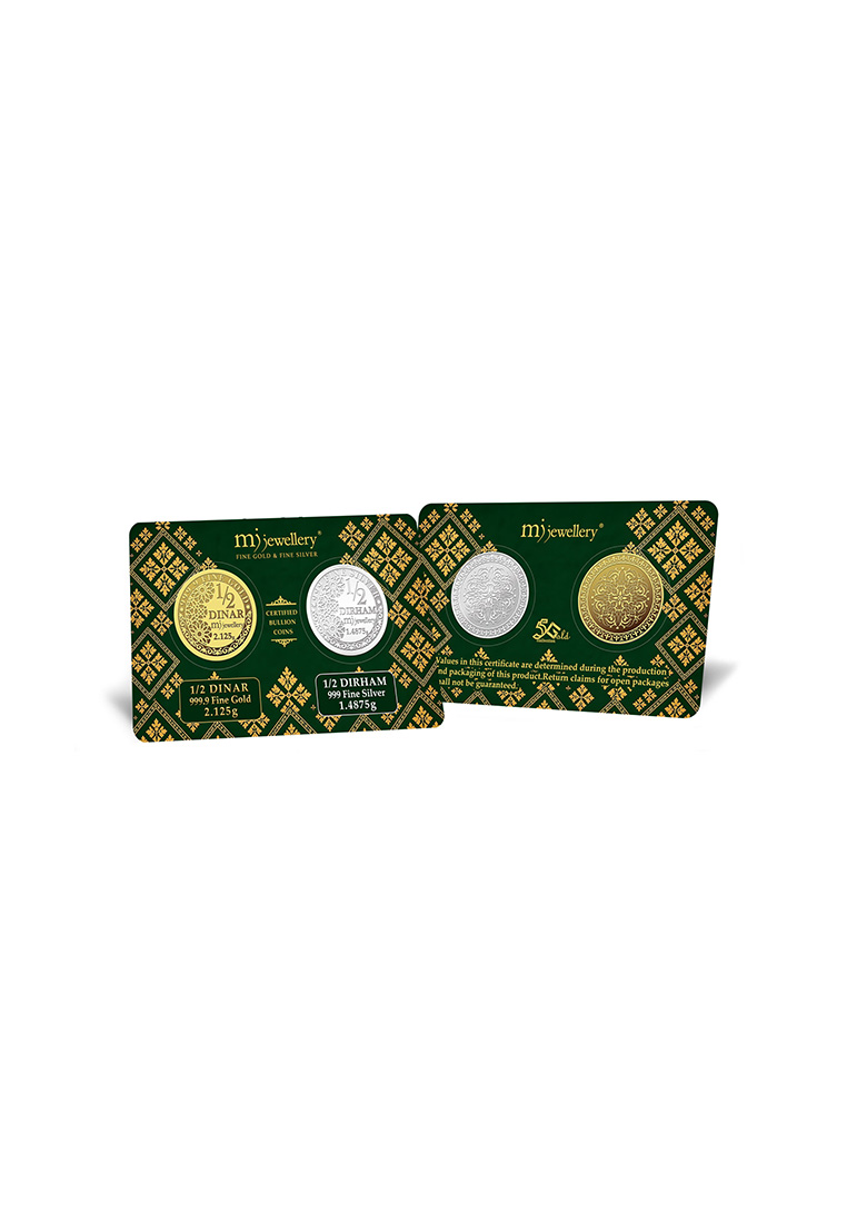 MJ Jewellery 5G Gold Collection 999.9/24K Pure Gold & 999 Fine Silver Bar (2.125g & 1.4875g)