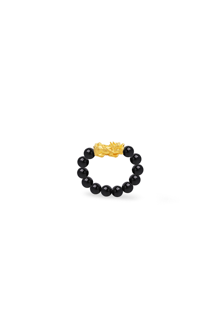 MJ Jewellery THE Mix Collection 999.9/24K Pure Gold Pixiu Agate Ring Set AGR-PX0.10G