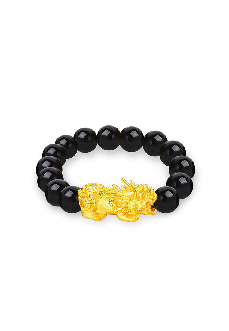 MJ Jewellery THE Mix Collection 999.9/24K Pure Gold Pixiu Agate Bracelet Set AGB-PX6G