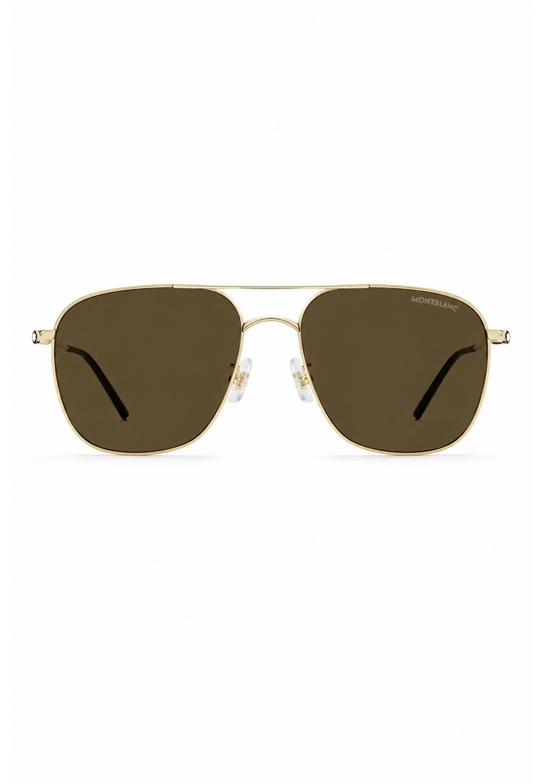 Montblanc Men's Meisterstück Brown Lens Titanium Navigator Sunglasses