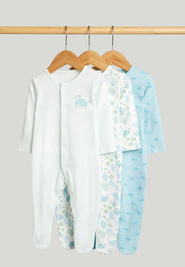 Mothercare 3 Pack Ocean Sleepsuits