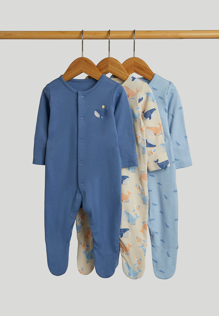 Mothercare Whale Sleepsuits - 3 Pack