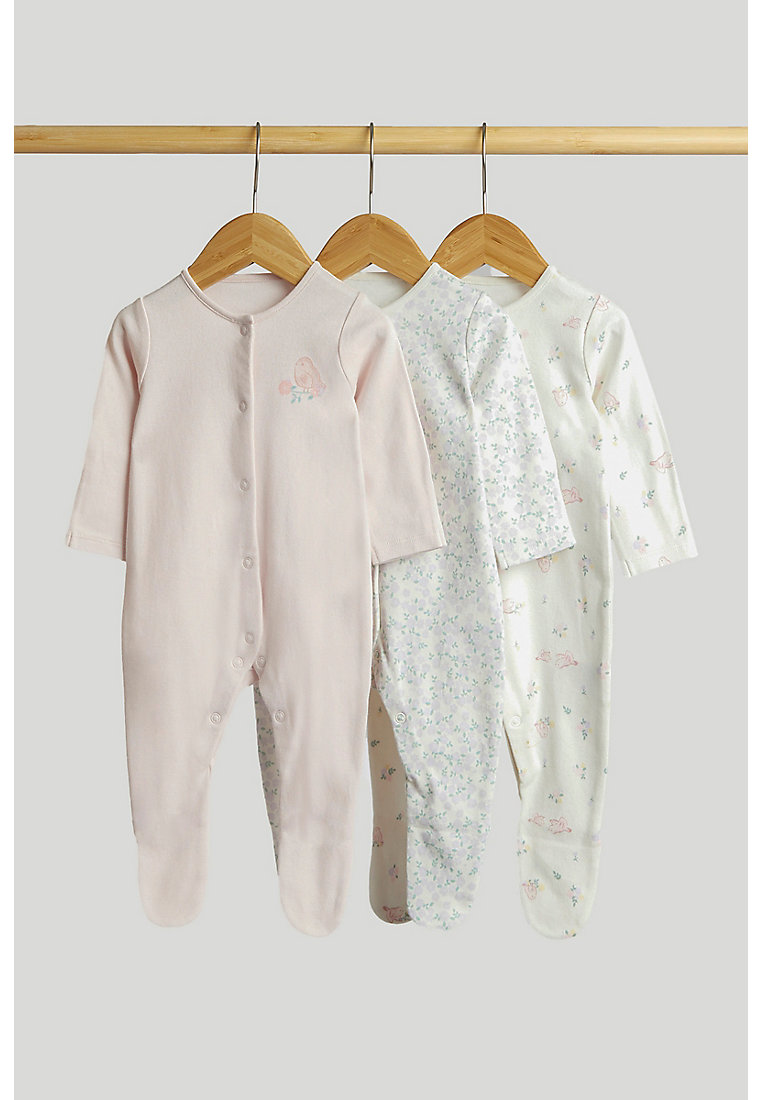 Mothercare Little Bird Sleepsuits - 3 Pack