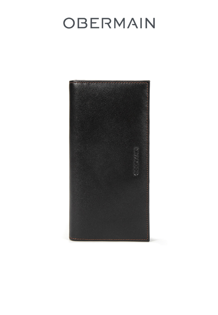 Obermain RFID Long Wallet Genuine Leather Black