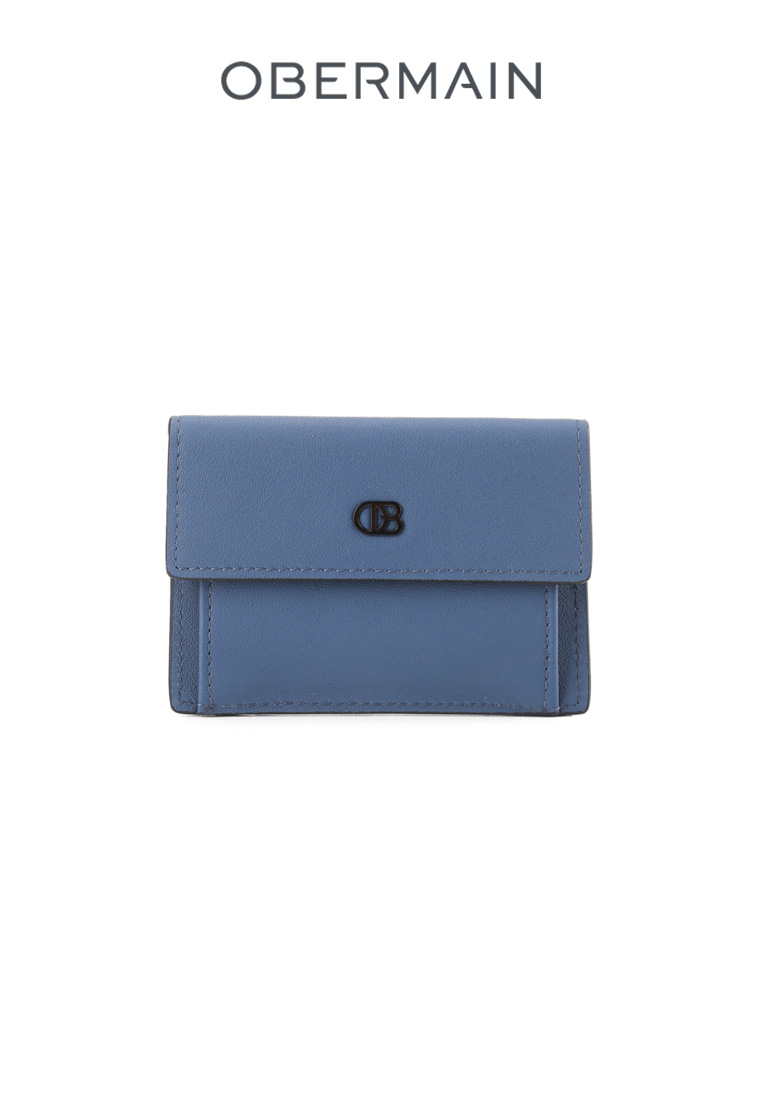 Obermain RFID Card Holder Genuine Leather Blue