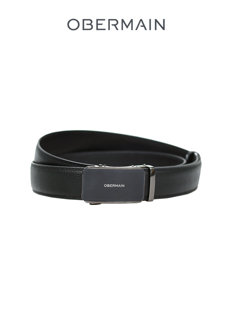 Obermain Men's Belt 35MM Automatic Buckle XXL Genuine Leather Black 54" inches