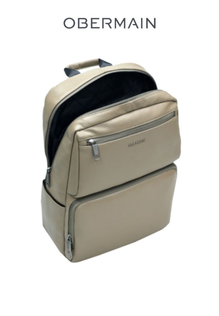 Obermain Men's Backpack Genuine Leather Taupe