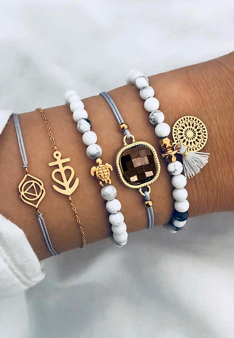 Obsession Bohemian 5-Piece Charm Bead Bracelet Set - 277