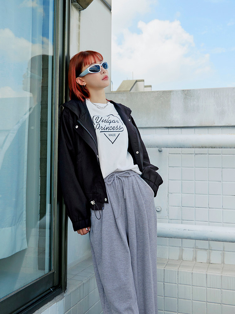 OBSTYLE Casual Drawstring Waist Hooded Jacket [EA3670]