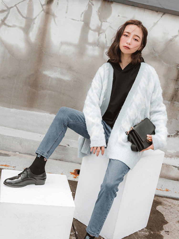 OBSTYLE Denim Style Waist Decorated Denim Small Straight Pants [BA5213]