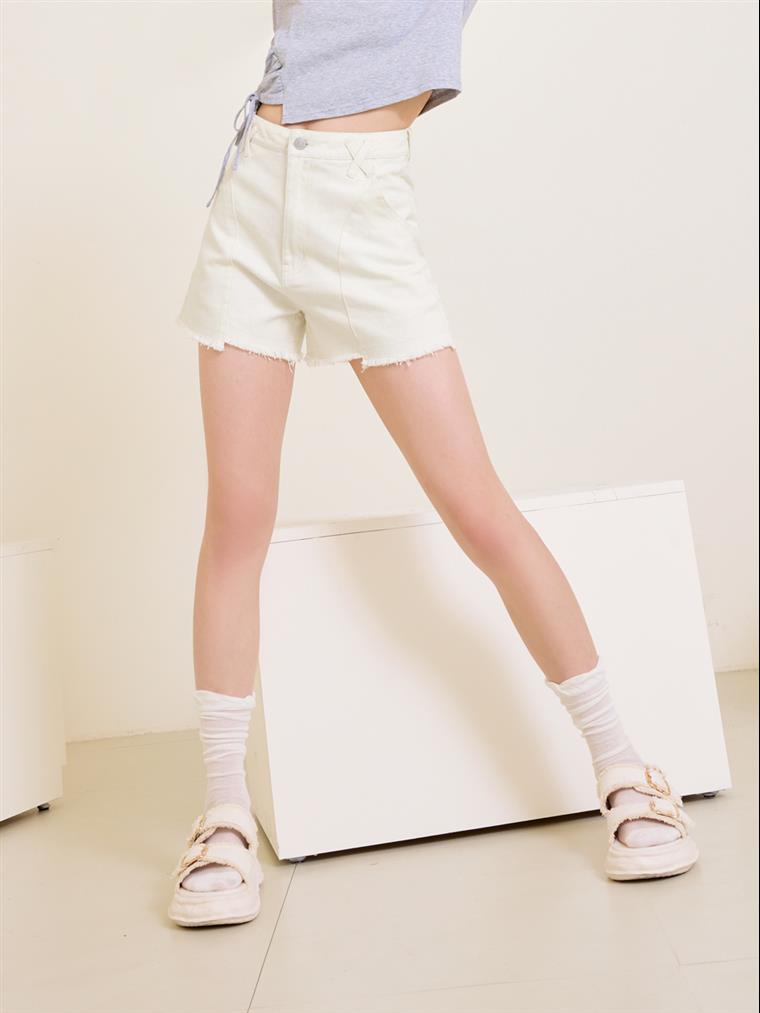 OBSTYLE Pure Cotton Cross Pants Ear Car Line Unfinished Edge Shorts [BA7275]