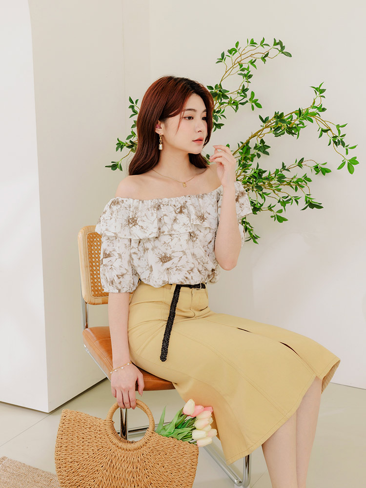 OBSTYLE Solid Color Front Slit Mermaid Skirt [CA2906]