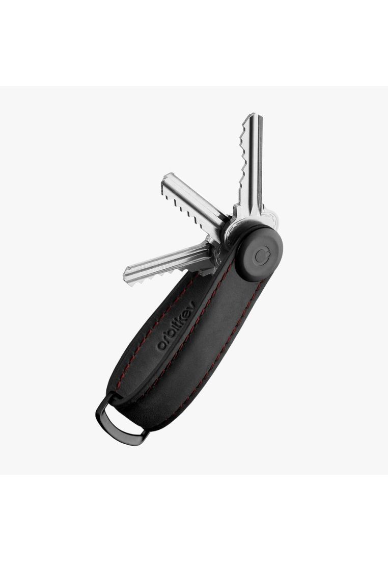 Orbitkey Orbitkey Crazy Horse Leather Key Organiser (Obsidian/Red)