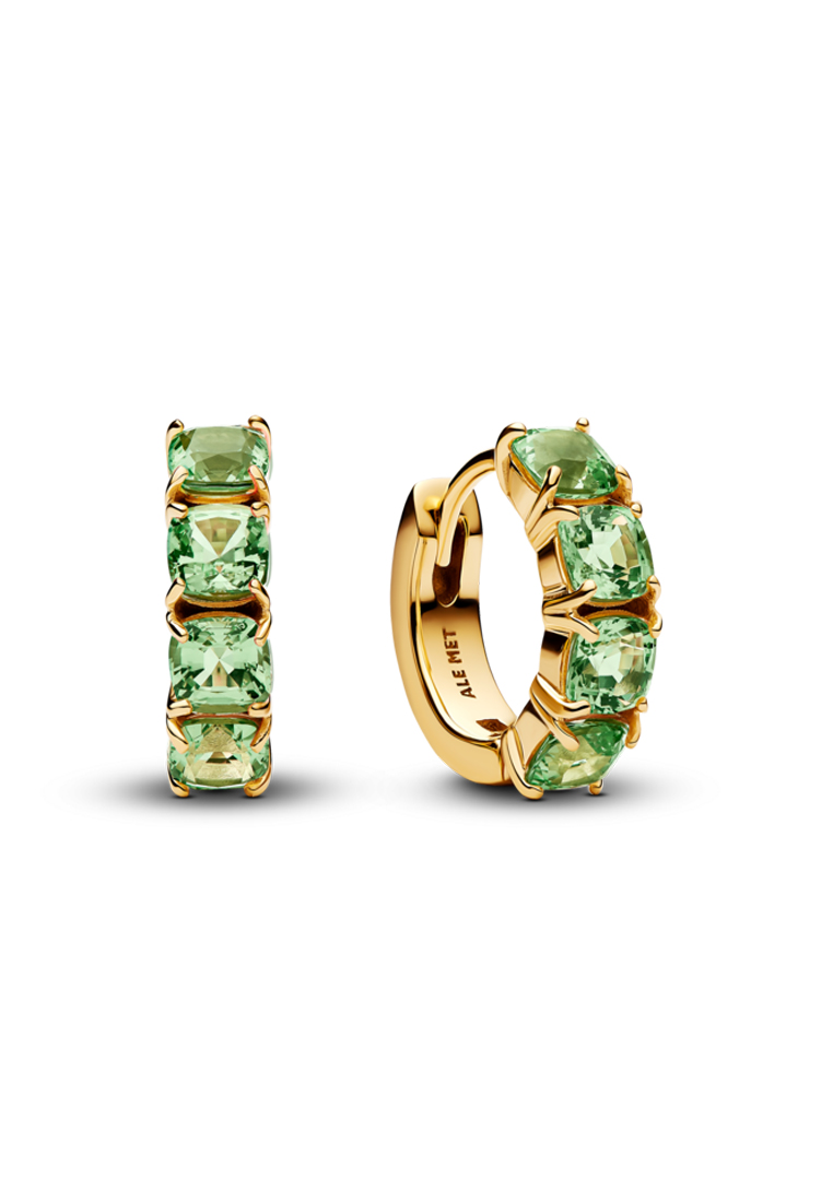 PANDORA Pandora 14K Gold Plated Green Hoop Earrings