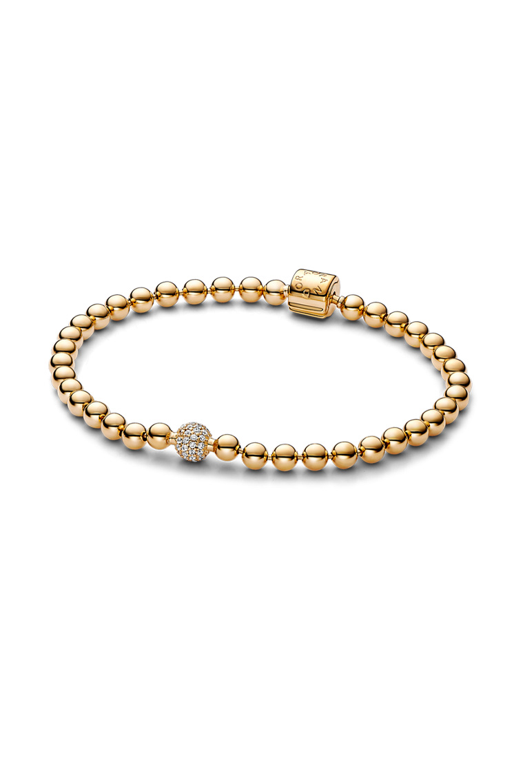 PANDORA Pandora 14k Gold Plated Beads & Pavé Bracelet