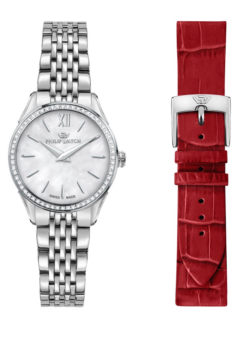 Philip Watch [For Lover]【Swiss Made】Philip Watch Roma 28mm Diamonds Case Multi-Strap Women's Quartz 
