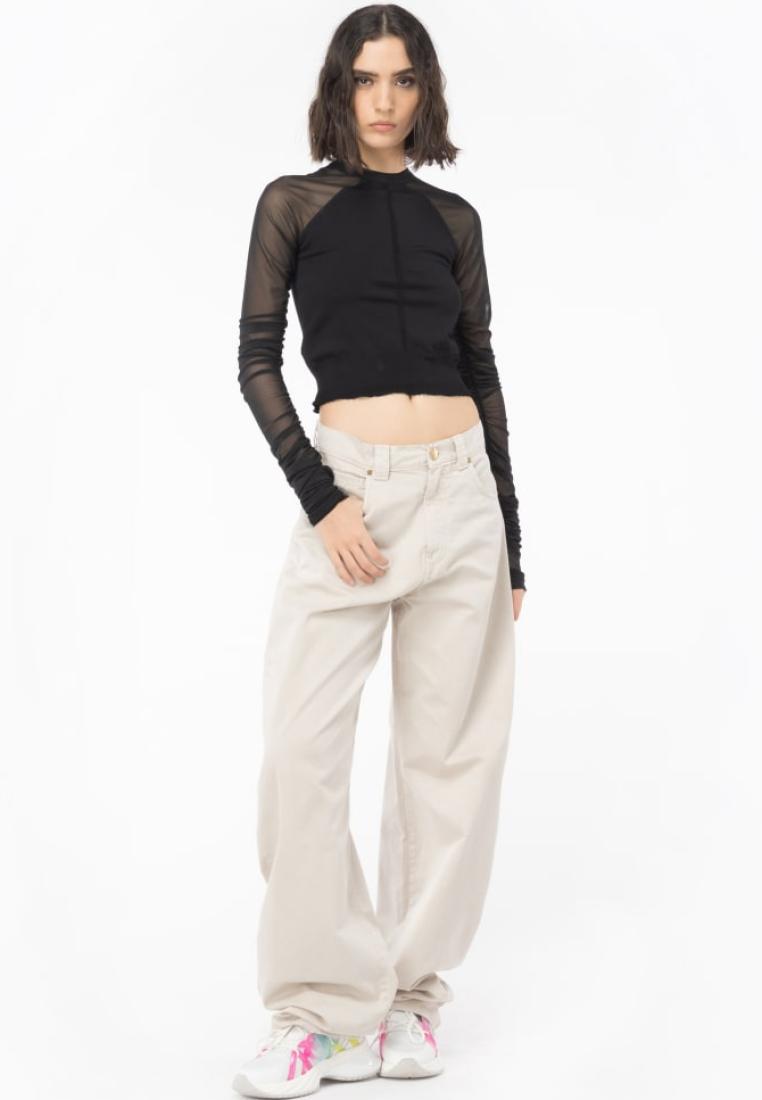 Pinko Abete Sweater with Tulle Sleeves