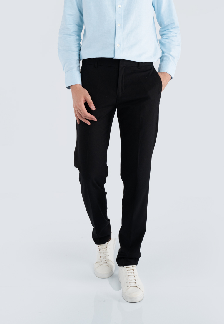 Size 28-40 Men's Formal Pants Office Slim Fit Black Long Trousers