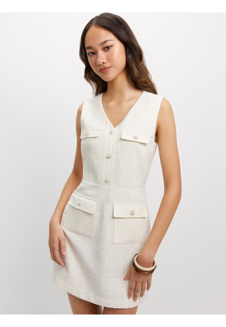 Pomelo Tweed Sleeveless Dress - Beige