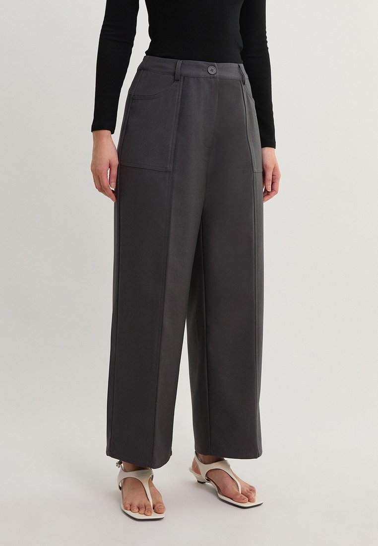 Pomelo Wide Leg Pants - Grey