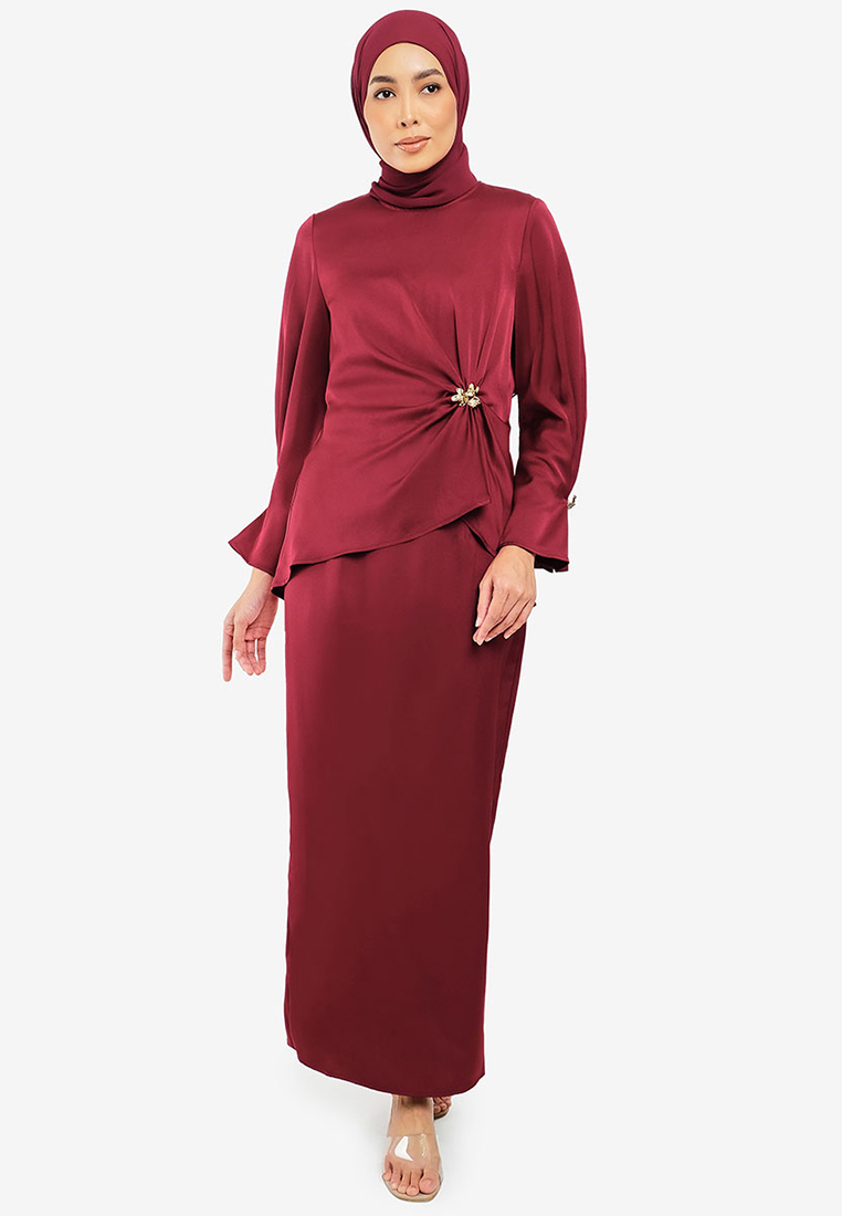 POPLOOK PREMIUM Bersama Blouse & Skirt - Maroon