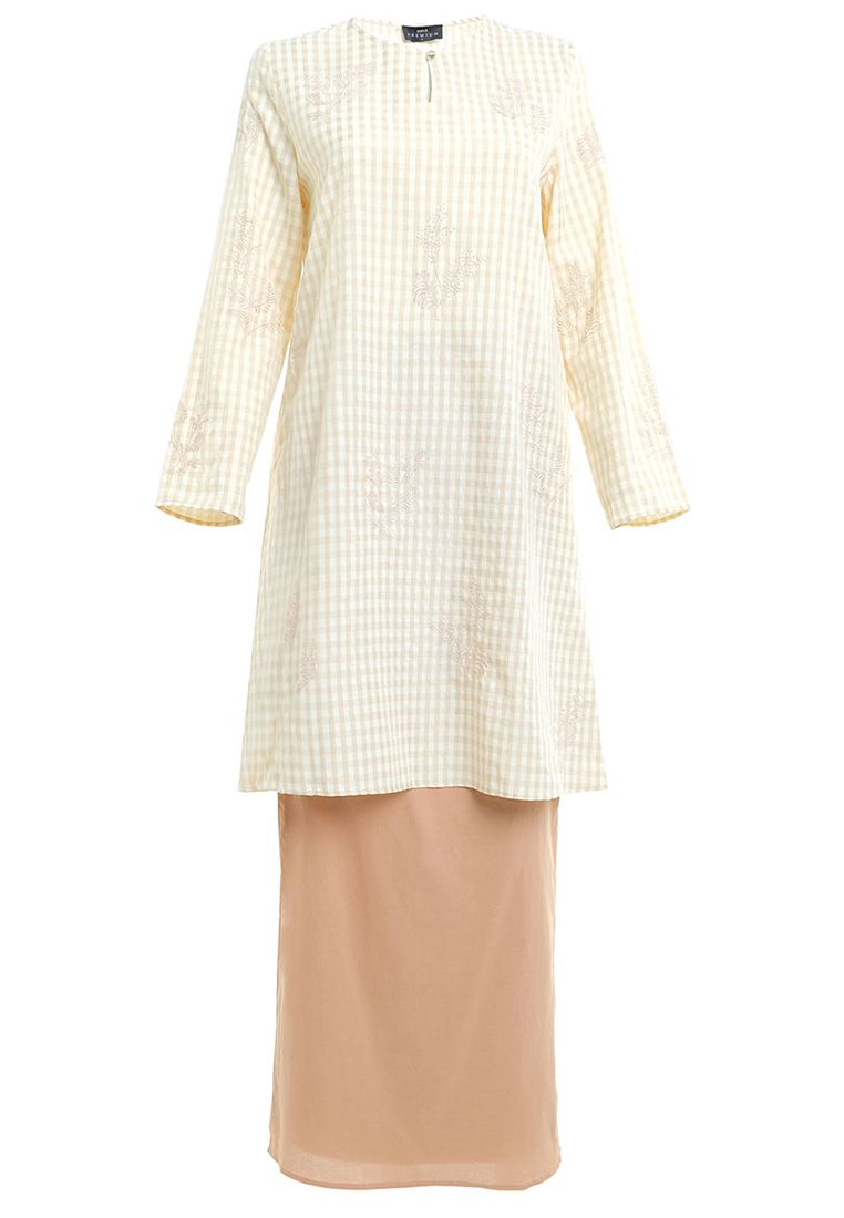 POPLOOK PREMIUM Ratu Blouse & Skirt - Beige Check/Beige