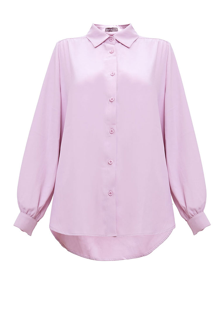 POPLOOK Giulianna Front Button Shirt - Crepe Pink