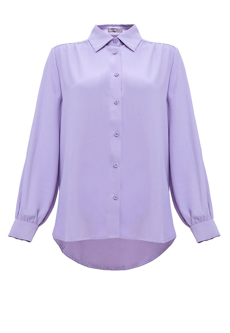 POPLOOK Giulianna Front Button Shirt - Lavender