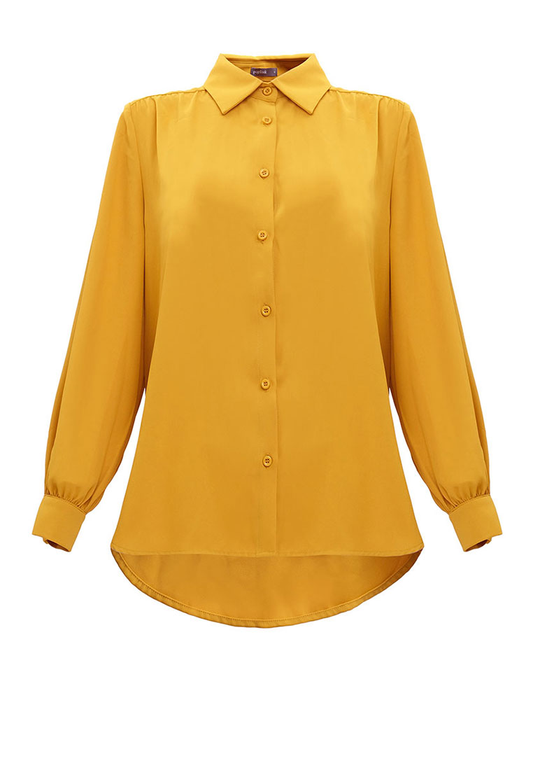 POPLOOK Giulianna Front Button Shirt - Mustard