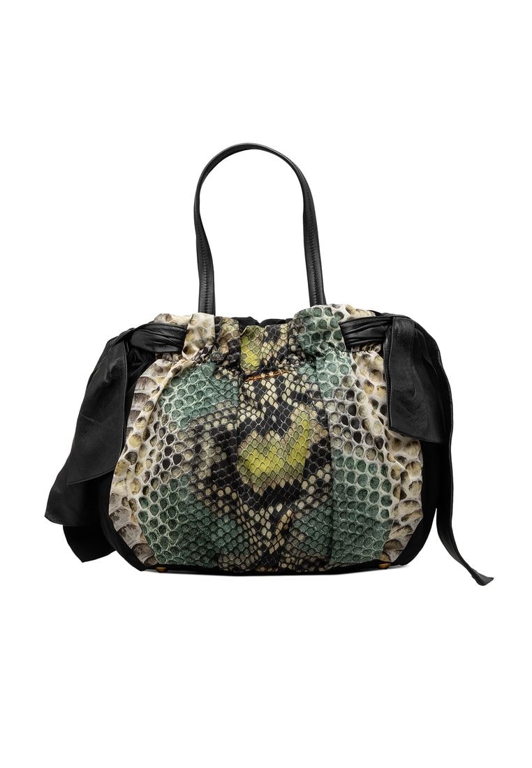 Prada Pre-Loved Prada Tessuto Python Print Bow Satchel